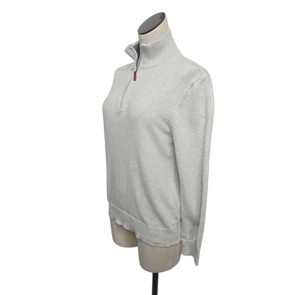 J. Crew Cotton Half-Zip‎ Mens Sweater Light Heather Gray Size Small BF091 Preppy - Picture 8 of 9